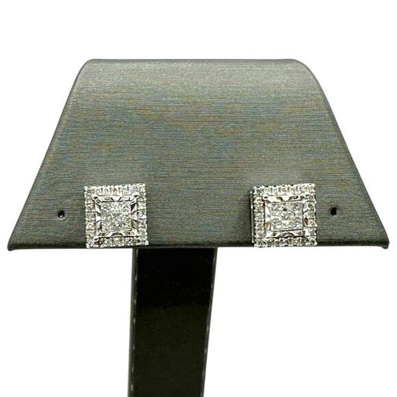 Does not Apply Jewelry - 14K White Gold .50cttw Diamond Square Stud Earrings (15722)